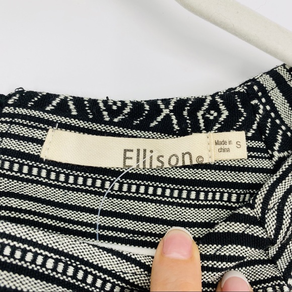 NWT Ellison Black Fringe Trim Printed Shift Dress - Picture 6 of 7